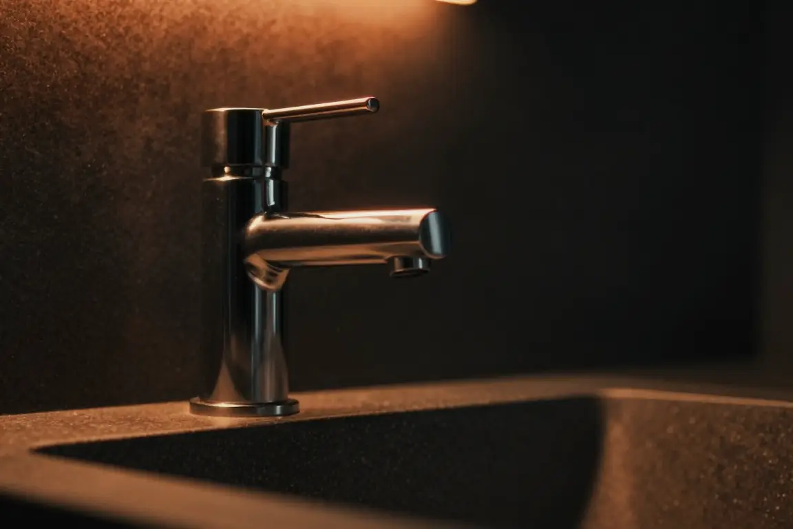 Modern bathroom mixer tap installation